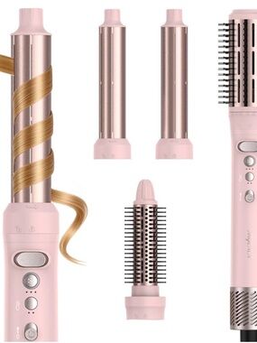 Pink 5-in-1 Multi Styler Hair Tool - Hot Air Styler Wrap / Rotating Air Styler